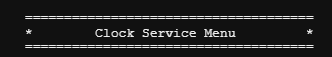 Clock Service Menu