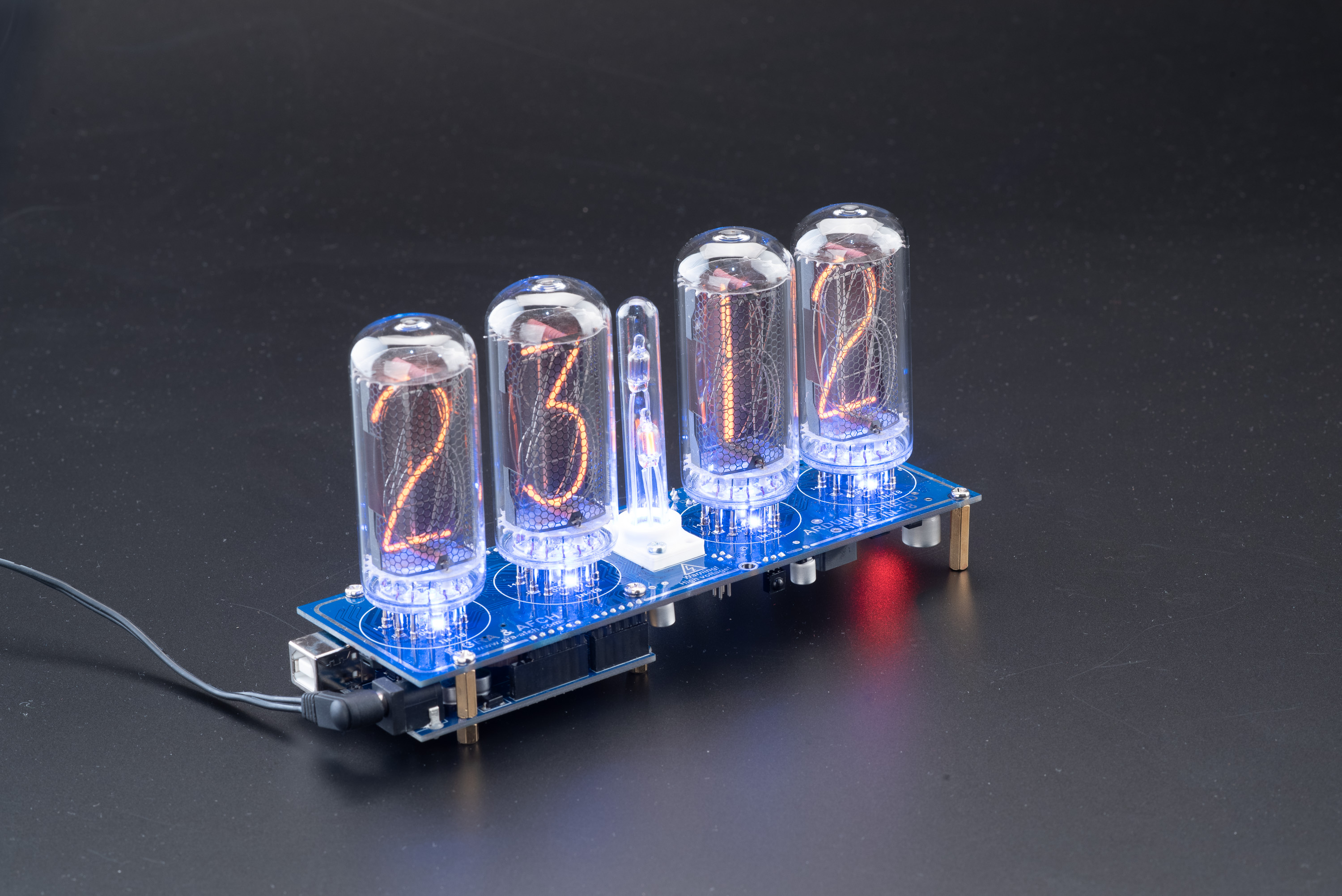 IN-18 Nixie Tubes Clock Arduino Shield NCS318-4 with Columns [TUBES  OPTIONAL]