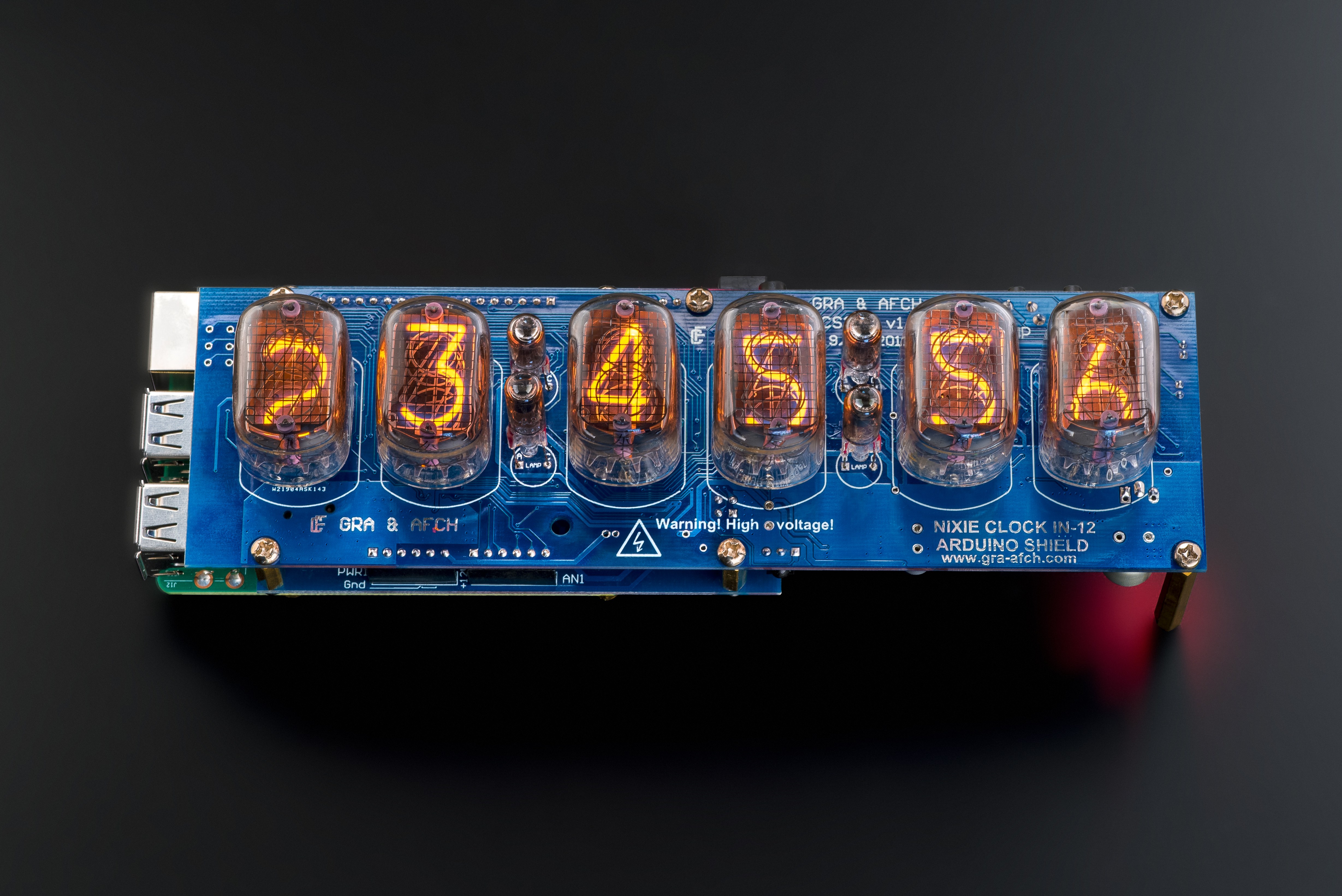 Joke tage ned R IN-12 Arduino Shield+Adapter+Raspberry Pi Nixie Tubes Clock [RGB, USB,  Musical] [with Sockets] [Tubes, Raspberry Pi, Power Supply] [Temp. sensor, GPS  time sync., IR Remote] – GRA & AFCH