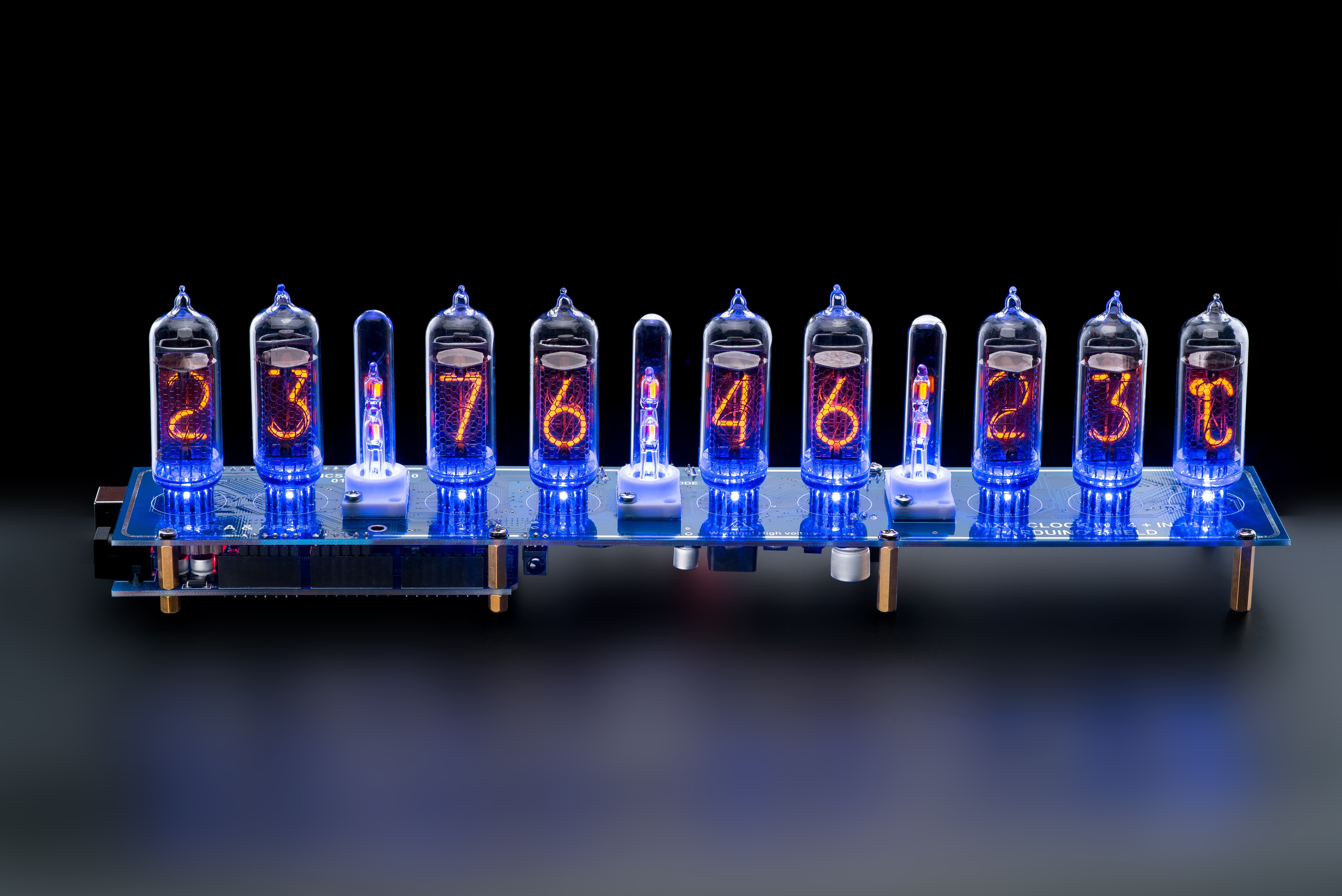 Details about   Nixie tube clock Remote Temperature Date with IN-14 tubes and oak stand 