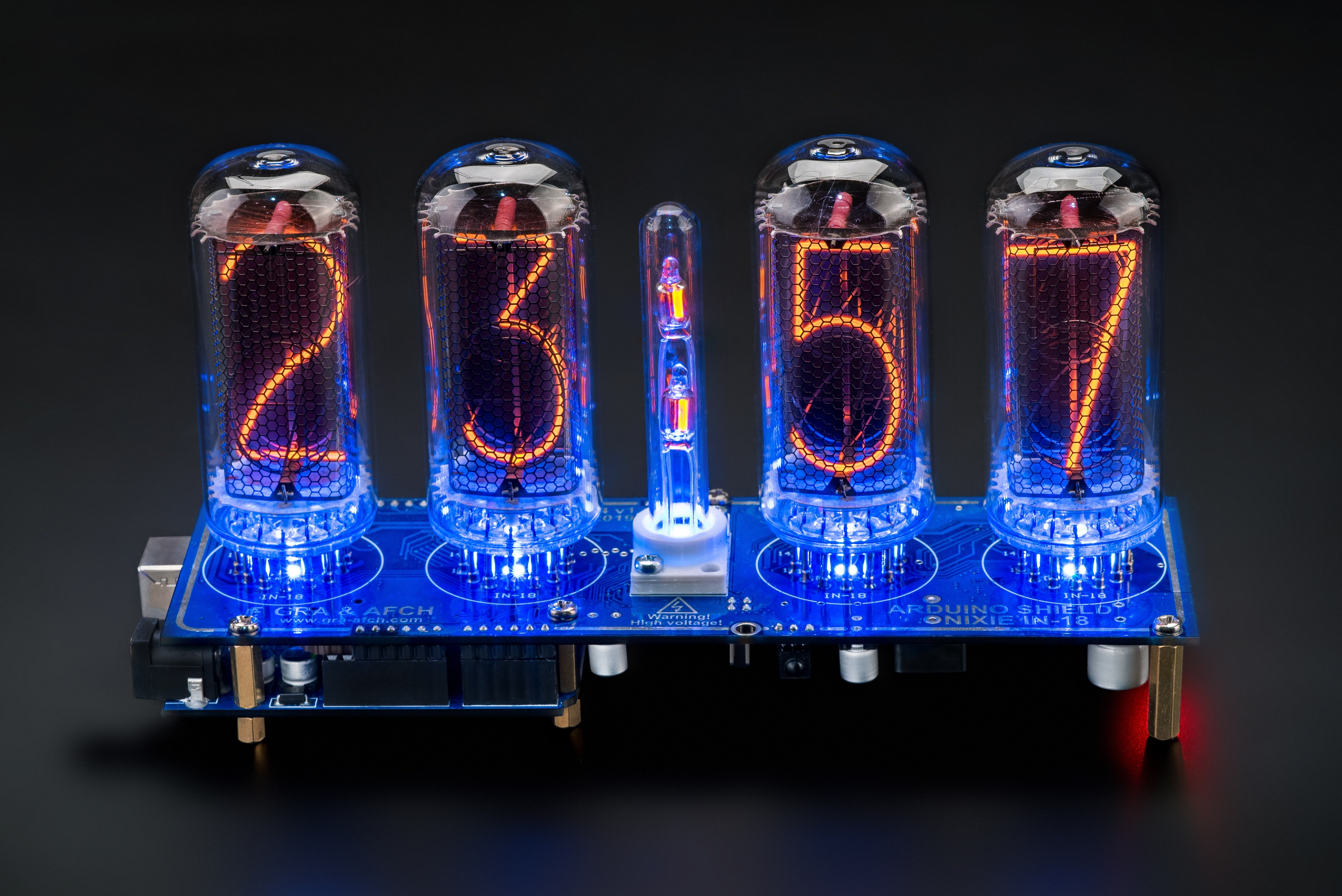 DIY KIT for IN-18 Arduino Shield Nixie Tubes Clock with Columns TUBES OPTIONAL 
