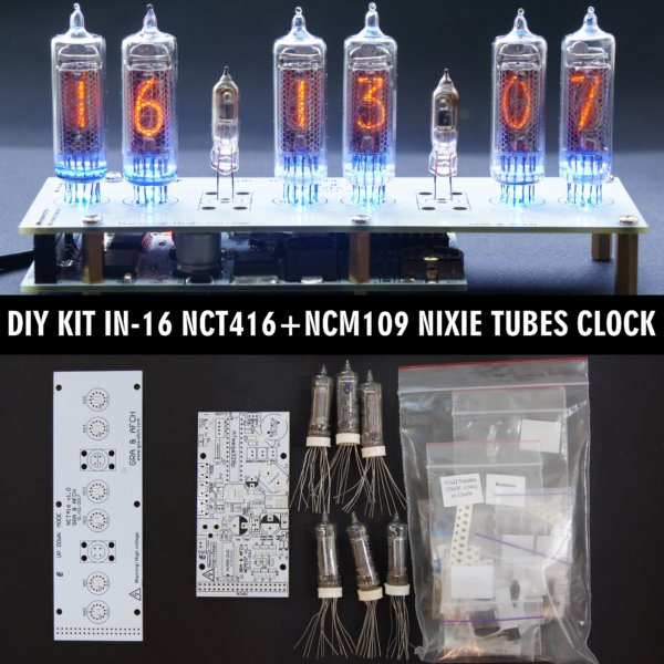 IN-16 Nixie Tubes Clock [RGB, USB, Musical] [Tubes, Power Supply] [Temp.  sensor] [SMALL TUBES] – GRA & AFCH